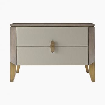 Vendome 2-Drawer Bedside Table With Leather Front